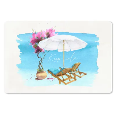Produktbild von MuchoWow® Schreibtischunterlage Strandkorb - Blumen - Sonnenschirm - Aquarell 60x40 cm - XXL Mauspad - Großes Mauspad