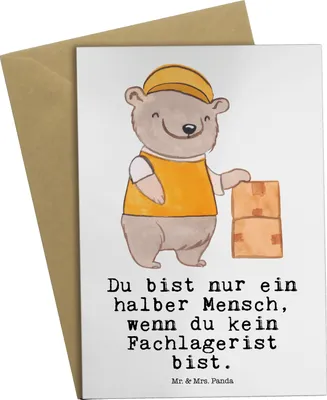 Produktbild von Mr. & Mrs. Panda Grußkarte Fachlagerist Herz - Weiß - Geschenk, weihnachtskarten, Grußkarten, Witzig, Lustig, hochzeitskarten, babykarte, Ausbildung, einladungskarten