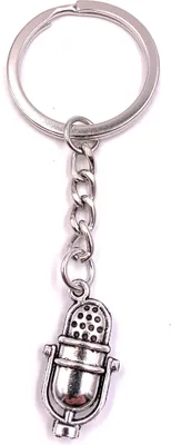 Produktbild von Onwomania Schlüsselanhänger Mikrofon Mic Silber Studio Ton Metall Anhänger Charm