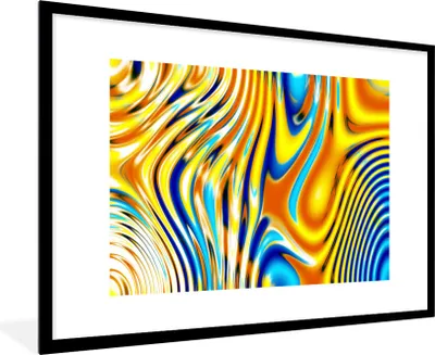 Produktbild von MuchoWow® Gerahmtes Poster Kunst - Linie - Psychedelisch 90x60 cm - Poster mit Schwarzem Bilderrahmen Wandposter Rahmen Foto Bilder - Wanddekoration - Fotos