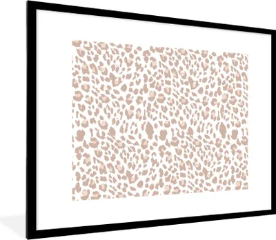 Produktbild von MuchoWow® Gerahmtes Poster Panther Druck - Pastell - Weiß 80x60 cm - Poster mit Schwarzem Bilderrahmen Wandposter Rahmen Foto Bilder - Schlafzimmer-Dekorationen - Fotoposter