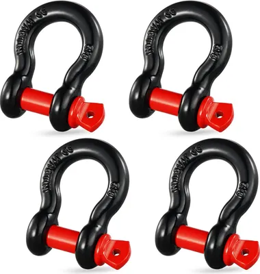 Productafbeelding van 4-delige set D-ringen met een diameter van 5/8 inch, voorzien van een schroefpen van 3/4 inch, met een breeksterkte van 28660 lbs