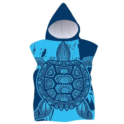 Produktbild von FEBE Badeponcho Kinder Schildkröte  Muster Badetuch Mit Kapuze Bademantel für Kleinkind Strandponcho Strandtu