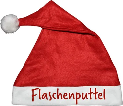 Obrázok produktu pre Čiapka s bambulou Čiapka Santa Clausa Čiapka Mikuláša s nápisom Párty čiapka *Flaschenputtel* Na vianočnú oslavu, vianočné trhy, vianočný trh, Sant