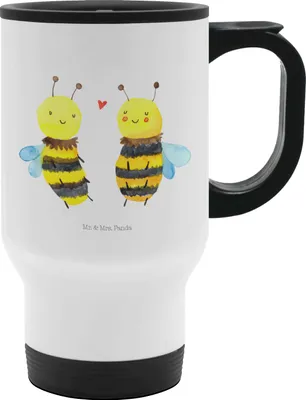 Produktbild von Mr. & Mrs. Panda thermosbecher Biene Verliebt - Weiß - Geschenk, Kaffee-Thermobecher, Thermobecher, To-Go-Becher, To Go, Becher