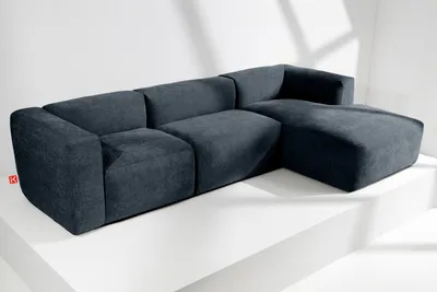 Obrázek produktu pro KONSIMO rohová pohovka vpravo s extrémně měkkým a pohodlným sedákem "BUFFO", tmavě modrá, tkaná látka, Boho ,297x73x172/96 cm