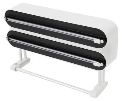 Produktbild von Küchenrollenhalter 3-in-1 - Wandmontierter Frischhaltefolien Spender - Küchenpapierhalter - Folienschneider - Platzsparend - ABS