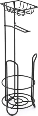 Produktbild von MSV® Klopapierhalter mit Ablage, schmaler Toilettenpapierhalter Schwarz