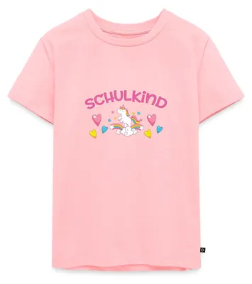 Produktbild von Spreadshirt Einschulung Schulkind Einhorn Kinder Premium T-Shirt, 134/140 (8 Jahre), Rosa