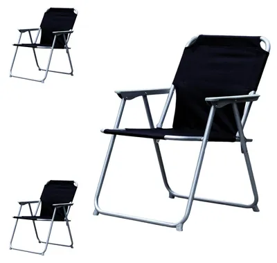 Produktbild von 3 Stück Campingstuhl Stoff Oxfort Metall Schwarz