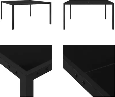 Immagine prodotto di vidaXL Tavolo da giardino 130x130x72 cm in acciaio e vetro nero - Tavolo da giardino - Tavoli da giardino - Tavolo - Tavoli