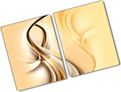 Produktbild von Tulup Glas Herdabdeckplatte - 2x40x52 cm - Glaskeramikkochfeld-Abdeckung Spritzschutz Glasabdeckplatte Kochplattenabdeckung und Schneidebrett - Zweiteilig - Kunst: modern & klassisch - Wellen Abstrakt - Gelb