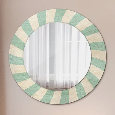 Produktbild von Wohnzimmer Spiegel - Mirror zum Wandspiegel Schlafzimmer – Schminkspiegel - Retro Pastell Muster - Rund: Ø50cm