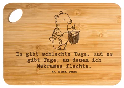 Produktbild von Mr. & Mrs. Panda brotzeitbrettchen Bär Makramee - Transparent - Geschenk, Brett, Holzbrett, Basteln, Frühstücksbrettchen, mit, schneidbrett, Frühstücksbrett