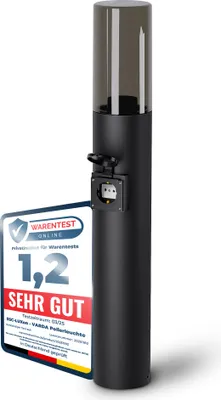 Produktbild von SSC-LUXon VARDA Außen Wegeleuchte mit Steckdose E27 Standleuchte schwarz Höhe 50cm - Außenleuchte Stehlampe mit Strom Anschluss 230V