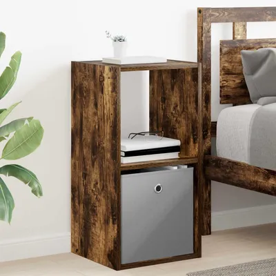 Imagen del producto de vidaXL Mesita de noche de roble ahumado, 35 x 32 x 68,5 cm, fabricada en material de madera