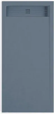 Produktbild von Mineralguss-Duschwanne extra flach ELITE Schieferoptik ANTHRAZIT 80x200cm Edelstahl in gleicher Farbe Auslaufschutz in Farbe