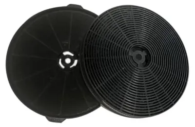 2 Aktivkohlefilter, Ø 17,5 cm, rund, schwarz