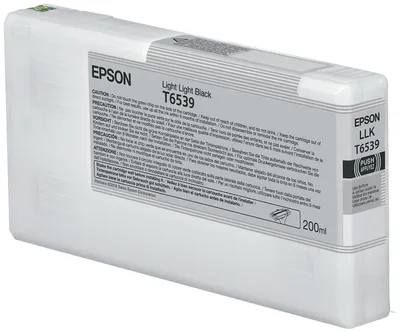 Produktbild von Epson T6539 Light Light Black-Tintenpatrone (200 ml), Standardertrag, Schwarz, Tinte auf Pigmentbasis, 200 ml, 1 Stück(e), Einzelpackung