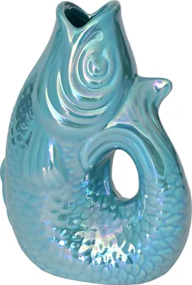 Produktbild von Gift Company Vase Monsieur Carafon XS, Dekovase in Fisch-Form, Steingut, Rainbow Ocean, 13 cm, 1087402093
