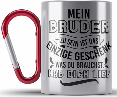 Produktbild von Trendation - Geschenk an Schwester Bruder Edelstahl Tasse Karabiner Geschenkidee Geburtstag Lustiger Spruch Karabiner Edelstahl Tasse Karabiner Edelstahl (Rot)