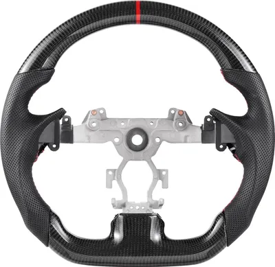 Imagen del producto de Volante para Infiniti G37 (2007-2013), volante de fibra de carbono con diseño en forma de "D" y base plana, revestimiento de cuero con textura antideslizante y costuras precisas, accesorio de reemplazo para Infiniti, color