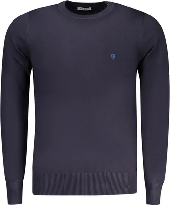 Produktbild von Blauer Herrenpullover - Langarmshirt mit Rundhalsausschnitt & Stickerei
