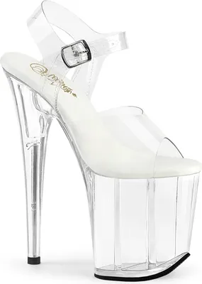 Produktbild von FLAMINGO-808VL Pleaser vegane Damen High Heels Schnallen Plateausandaletten klar