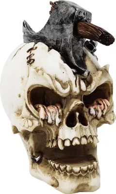 Produktbild von Totenkopf mit Beil im Kopf - Deko, Halloween, Figur, Gothic