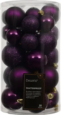 Produktbild von Weihnachtskugeln Kunststoff 4-6cm Mix 30er Set - Feige