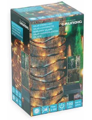 Obrázek produktu pro Solární světelný řetěz GRUNDIG 100 LED, teplá bílá, 10 m