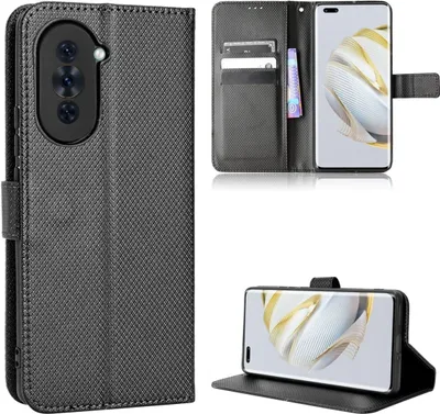 Productafbeelding van König Design hoesje, compatibel met Huawei nova 10, kunstleren telefoonhoesje - telefoonhoesje, zwart