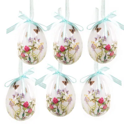 Produktbild von Logbuch-Verlag 6 Ostereier zum Aufhängen bunt floral Ostern Frühling Deko Osterschmuck hängend 7 cm
