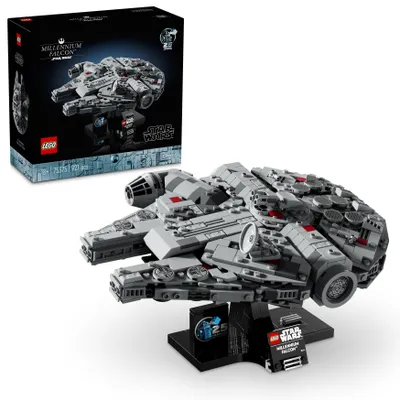 Produktbild von LEGO Star Wars Millennium Falcon, 25. Jahrestag Set für Erwachsene, Sammlerstück aus "Eine neue Hoffnung", Raumschiff Modellbausatz, Haus oder Büro Deko, Geburtstagsgeschenke für Männer, Frauen 75375