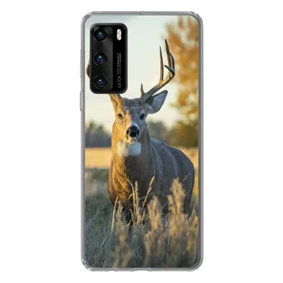 Produktbild von MuchoWow® Handyhülle Schutzhülle Hülle für Huawei P40 Hirsche - Gras - Herbst - Geweih - Natur - Tiere Silikon Softcase Handy Hülle - Handytasche