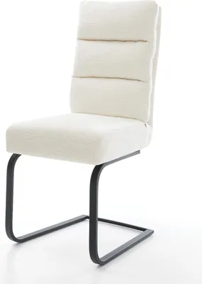 Produktbild von DELIFE Freischwinger Pela-Flex Bouclé Soft Beige Freischwinger flach Schwarz Taschenfederkern
