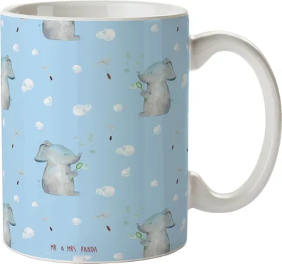 Produktbild von Mr. & Mrs. Panda Trinkbecher Elefant Seifenblasen - Blau - Geschenk, Elefanten, Kaffeetasse, Liebesspruch, Henkelpott, Dekotasse, Liebe, Pott, Heimat, Lustige Sprüche