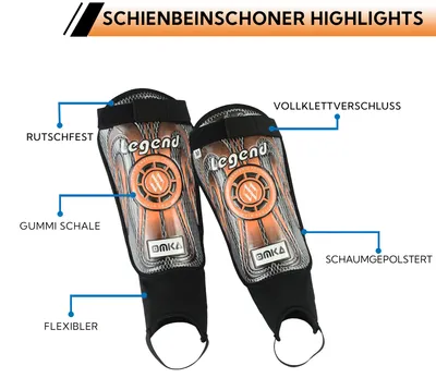 Produktbild von Legend Schienbeinschoner Schienbeinschützer Shin Guard Fußball Knöchelschutz, Größe:S, Farbe:Orange