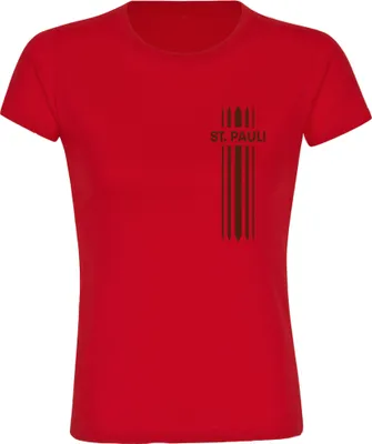 Produktbild von multifanshop Damen T-Shirt - St. Pauli - Streifen, rot, Größe 3XL