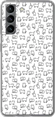 Produktbild von MuchoWow® Handyhülle Schutzhülle Hülle für Telefoonhoesje Samsung Galaxy S21 Mädchen - Katze - Muster - Mädchen - Kinder - Kinder Silikon Softcase Handy Hülle - Softcase