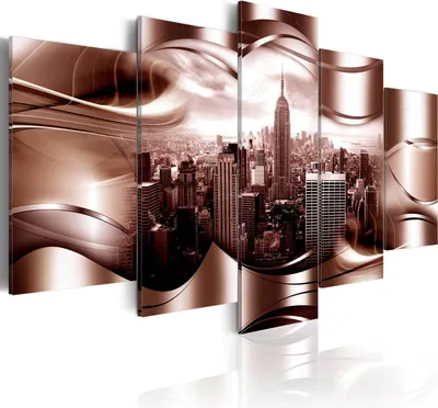 Produktbild von Leinwandbilder 200x100 cm d-A-0032-b-p Vlies Leinwandbild 5 tlg Kunstdruck modern Wandbilder XXL Wanddekoration Design Wand Bild ABSTRAKT NEW YORK NYC STADT