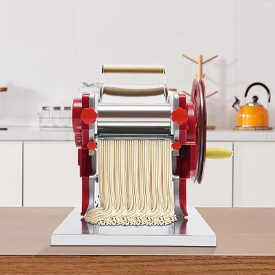 Immagine prodotto di Macchina per pasta in acciaio inossidabile, manuale, per la preparazione di pasta fresca, spaghetti, lasagne e altri formati. Macchina multifunzionale per la preparazione di pasta, ideale per la produzione di tagliatelle e altri tipi di pasta