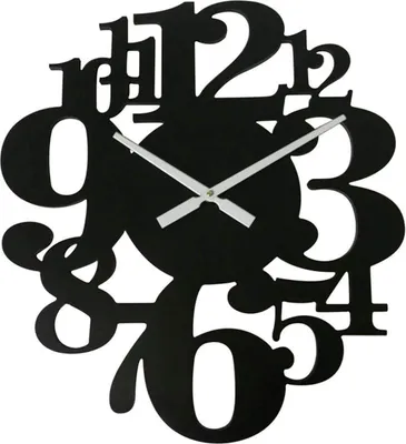 Produktbild von Rebecca Mobili Geschnitzte Wanduhr aus schwarzem Holz 55x50 cm