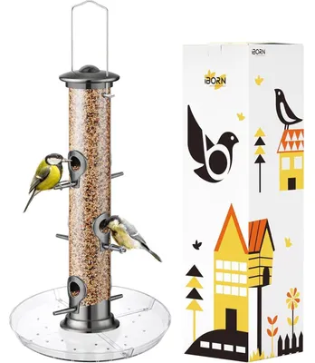 Zdjęcie produktu dla Karmnik dla ptaków Metalowy karmnik dla dzikich ptaków 38 cm Czarny