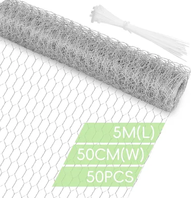 Imagen del producto de Malla metálica galvanizada, alambre de malla hexagonal de 25 mm, 50 cm x 5 m, para jardines y animales