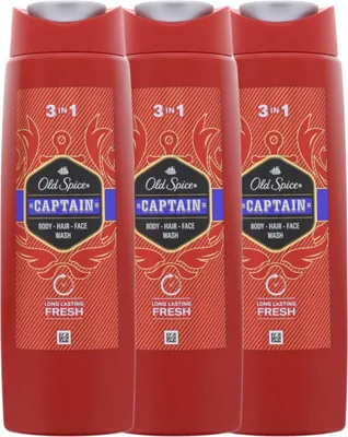 Produktbild von 3 x Old Spice Captain 3 in1 Duschgel & Shampoo Body Hair Face for men je 250 ml