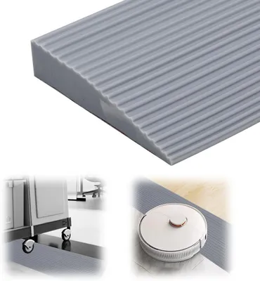 Immagine prodotto di Rampa di accesso - Superficie inclinata - Migliora l'accessibilità - Scanalature antiscivolo - 90x8x3 cm - Grigio