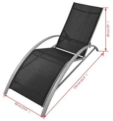 Image de Fauteuil - Fauteuil de relaxation - Chaise de jardin - Fauteuil en aluminium, noir - Dossier réglable