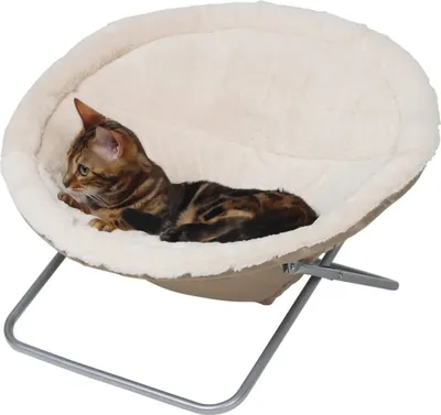 Produktbild von Kerbl Gemütliches Katzenbett Alice Stuhlform, Beige, 58 cm, Polyester, mit herausnehmbarem & waschbarem Kissen (30°C)