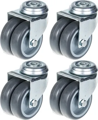 Image de 75mm 3" twin wheel castor grey rubber swivel 400kg capacity, set of 4